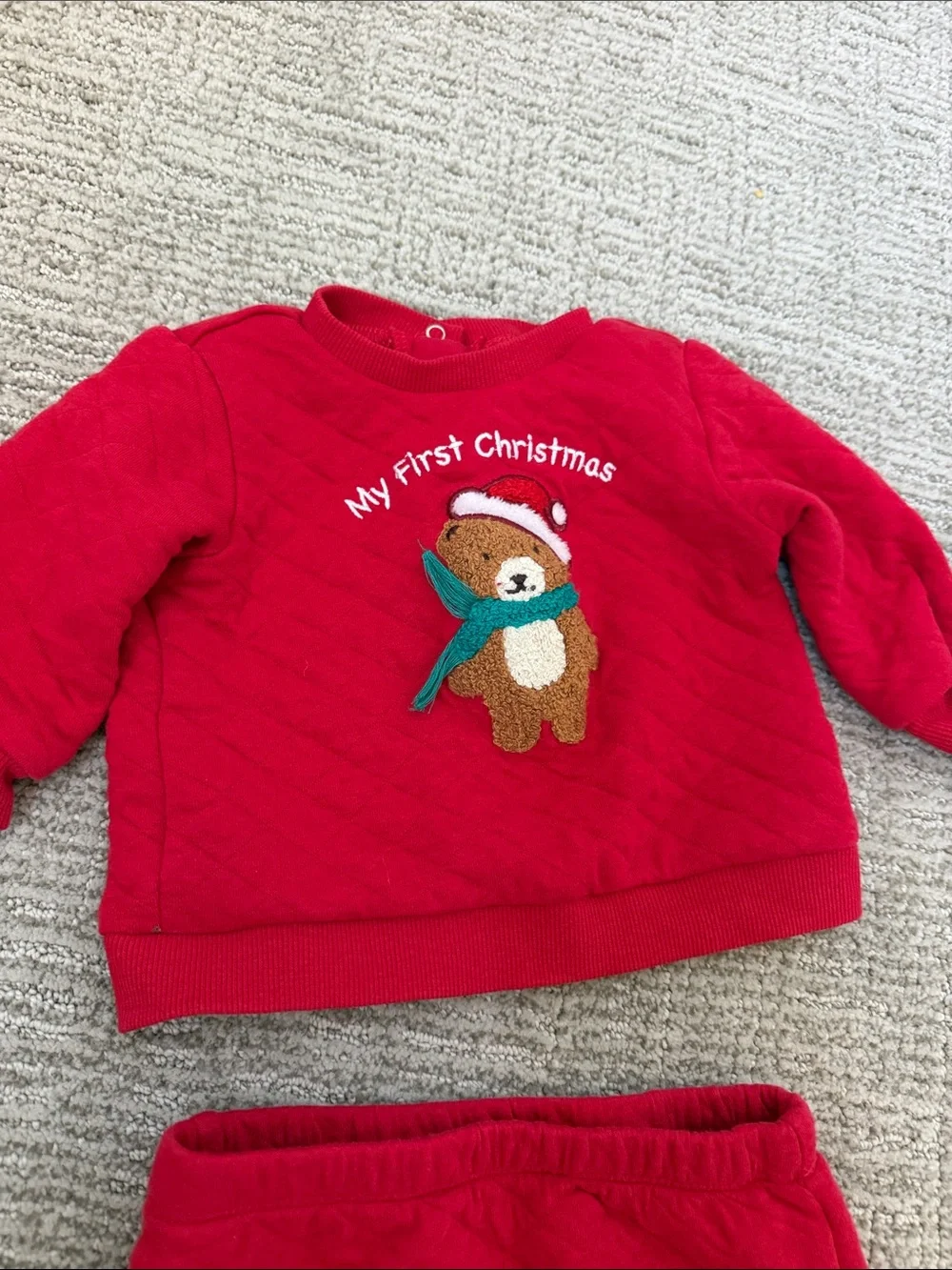 3-6 M Holiday Baby Sweatshirt Bundle - Red & Sage Christmas Set